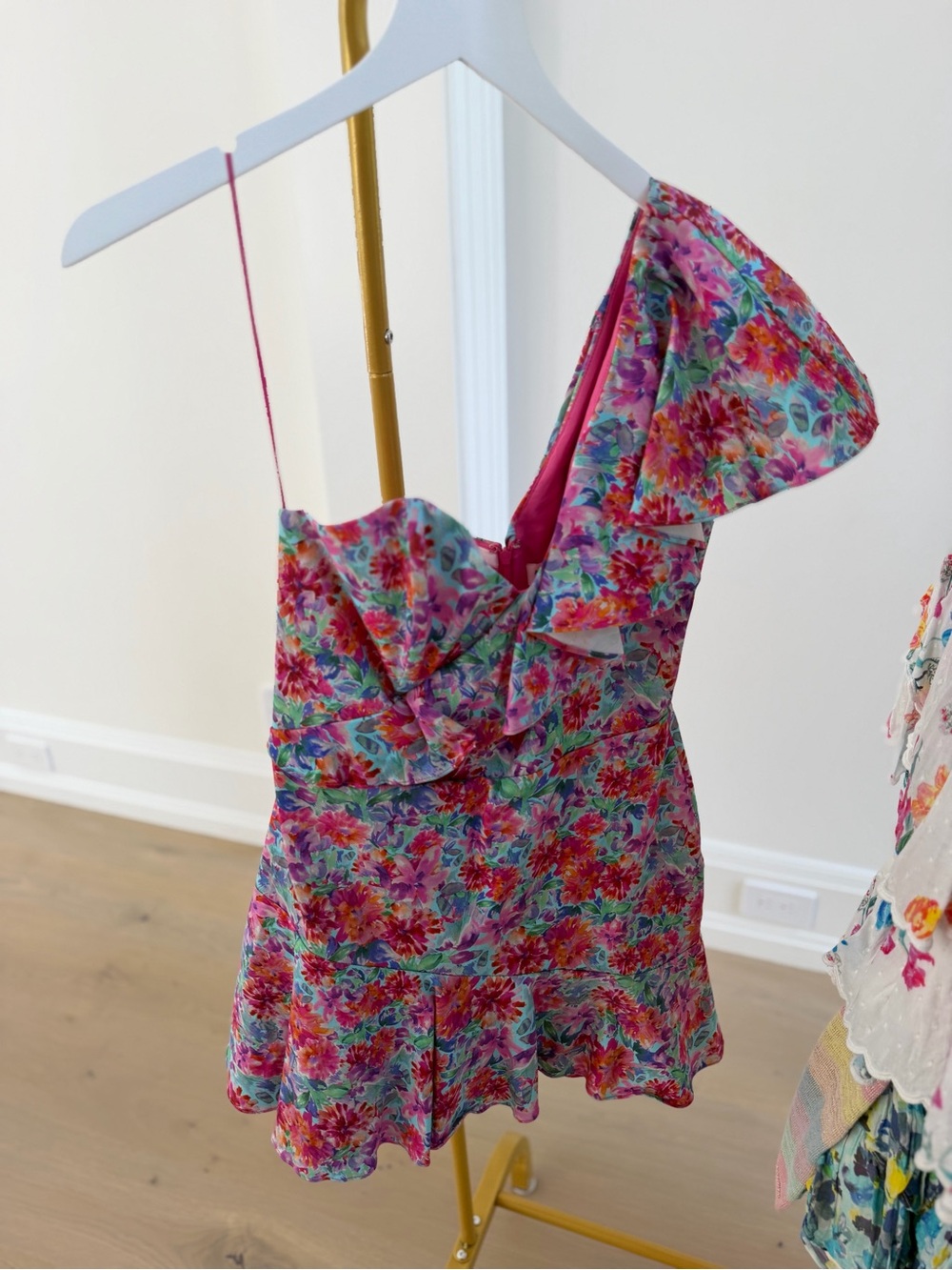 Amanda Uprichard one shoulder floral mini dress